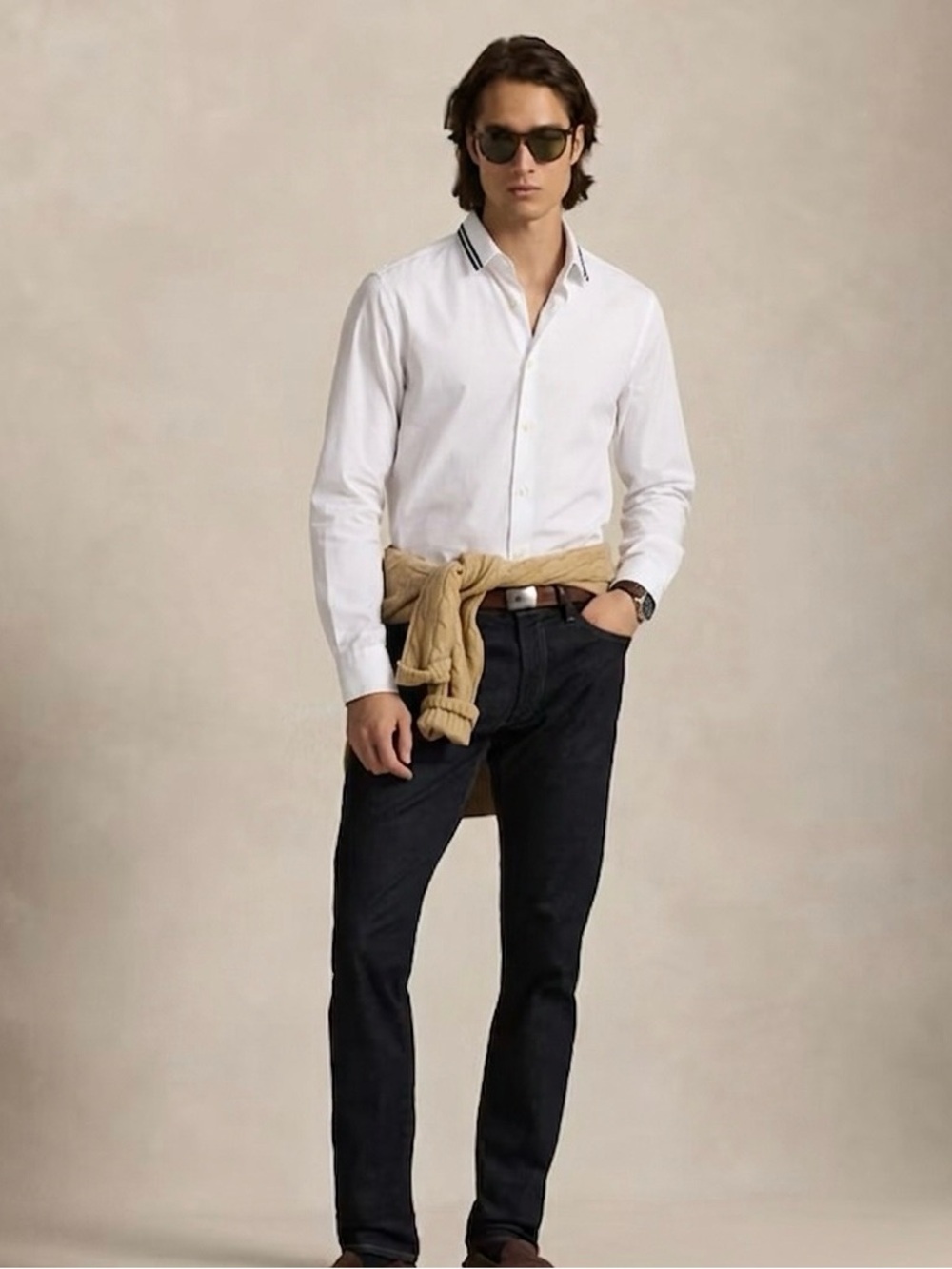 Massimo Dutti White Long‑Sleeve Button-Down Shirt
